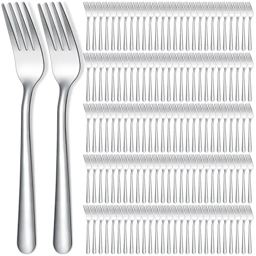 300 Piece Stainless Steel Dinner Forks Set 8 Inch Bulk Metal Forks, Silver, product photograph