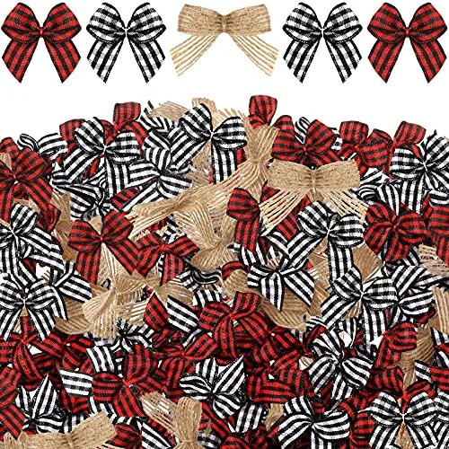 150 Piece Christmas Mini Ribbon Bows Tiny Xmas Ornaments, Red, product photograph