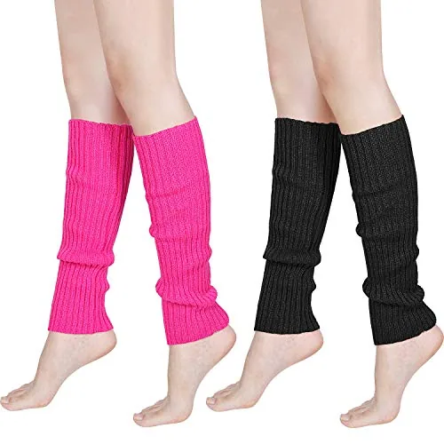 80s Women Knit Leg Warmers Ribbed Leg Warmers, Pink, product photograph
