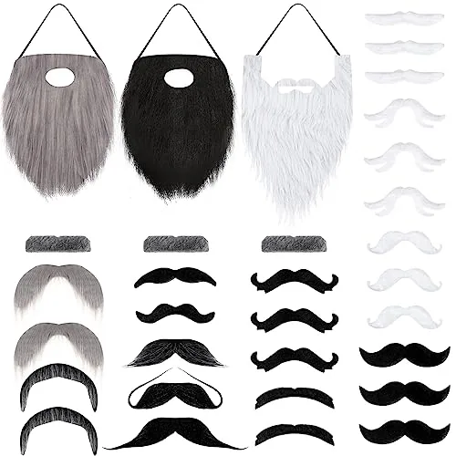 32 Piece Self-Adhesive Fake Mustaches Funny Self Adhesive Fake Beard Moustache, product photograph
