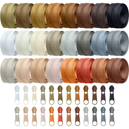 96 Piece 24 Colors Zipper Repair Kit, Brown, product photograph