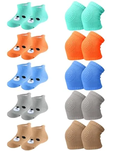10 Pairs Baby Crawling Anti Slip Knee Pads and Anti Slip, product photograph