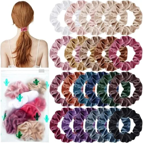 22 Piece Velvet Hair Scrunchies Elastic Hairbands Classic Hairties, product photograph