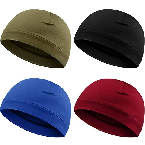 4 Piece Cotton Skull Caps, Green, product photograph