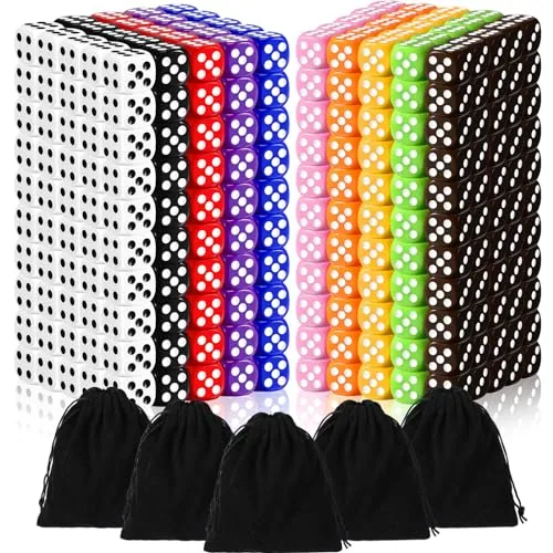 500 Piece 16mm Colored Dice Bulk 6 Sided Dice Set, product photograph