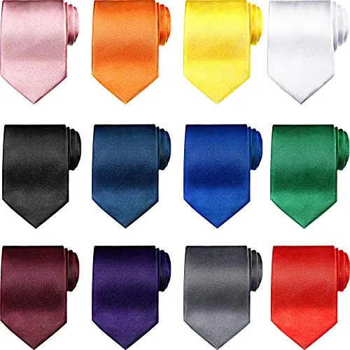 12 Piece Solid Satin Ties, product photograph