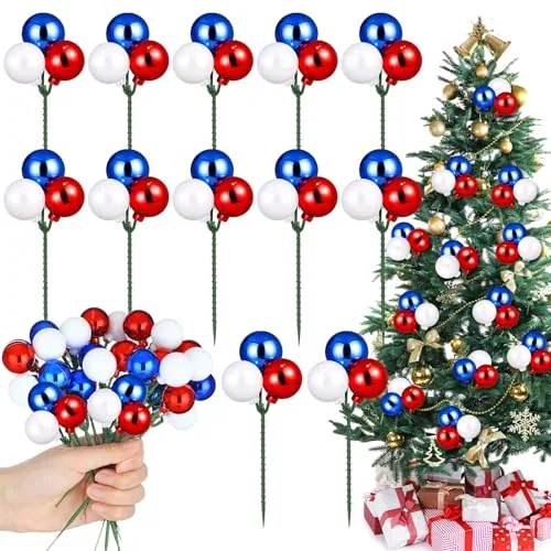 7.9 Inch Red White Blue Veterans Day Ball Picks and Sprays, product photograph