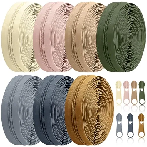 7 Piece 35 Yards 7 Pcs Sewing Zippers #5 Nylon Assorted Coil, product photograph