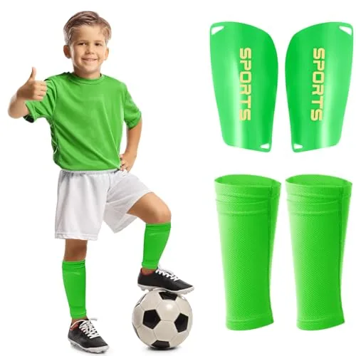 Kids Soccer Shin Guards, Green, product photograph