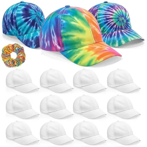 12 Piece White Baseball Cap Blank Hat, product photograph