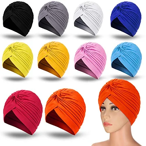 10 Piece Stretchy Turban Caps, product photograph