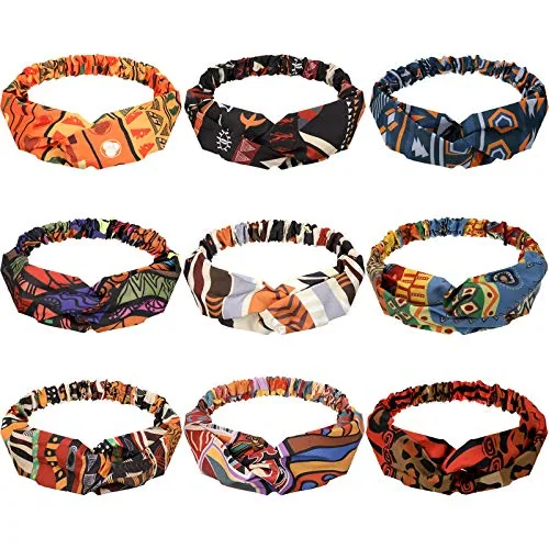 9 Piece African Headbands, Multicolour, product photograph