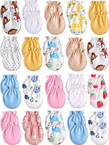 20 Pairs Newborn Baby No Scratch Mittens Boy Girl Infant, Multicolour, product photograph