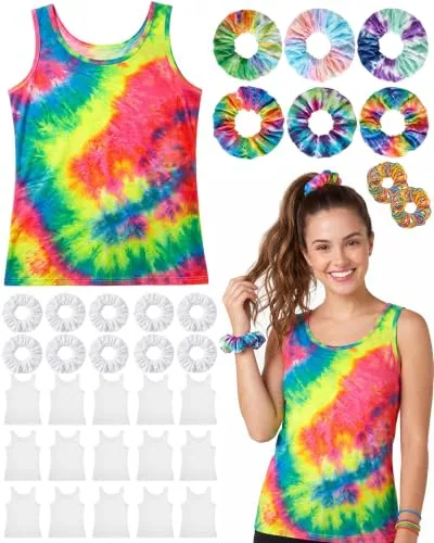 Womens White Tank Top and White Cotton Scrunchies, product photograph