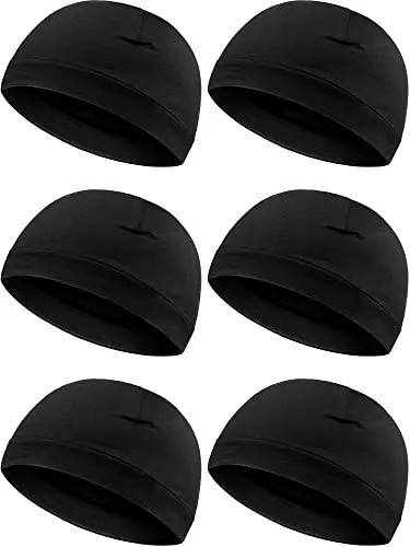 6 Piece Men Skull Caps Cotton Beanies Sleep Hats Multifunctional, Black, product photograph