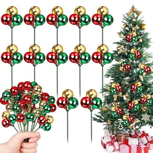 7.9 Inch Christmas Ball Picks and Sprays, Red, product photograph
