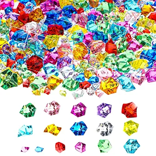 570 Piece 5 Sizes Multicolor Fake Acrylic Gems Crushed Ice Rocks, Red, product photograph