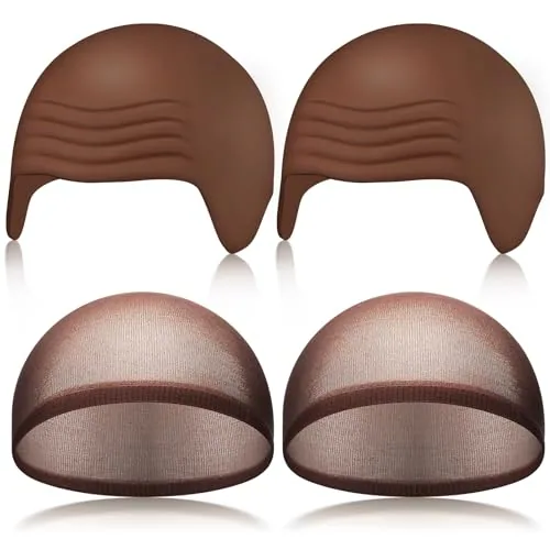 s Halloween Bald Caps Makeup Latex Bald Head Wig Cap Hat, Brown, product photograph