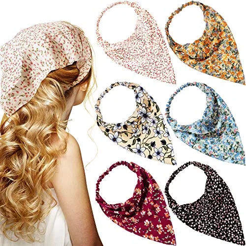 6 Piece Floral Hair Bandanas, Multicolour, product photograph