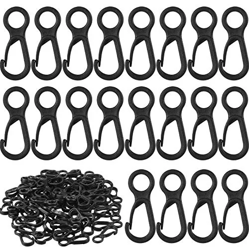 100 Piece Lanyard Hook Plastic Lobster Clasp Mini Lanyard Snap, Black, product photograph