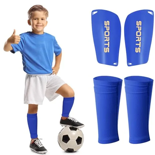 Kids Soccer Shin Guards, Blue, product photograph