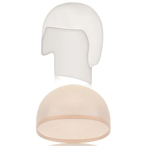2 Piece Halloween Makeup Latex Bald Head Caps, White, product photograph