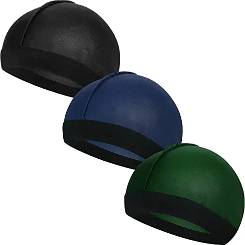 3 Piece Kids Satin Wave Caps, Black, product photograph
