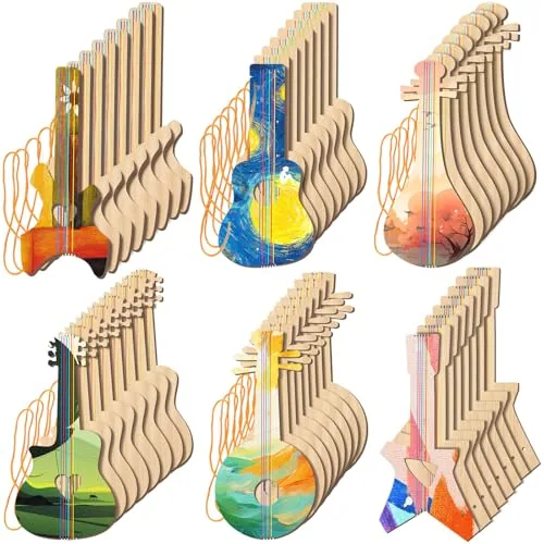 48 Piece DIY Wood Guitar Crafts, Natural, product photograph