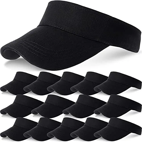 15-Piece Unisex-Adults Sun Visor Hats, Black, product photograph