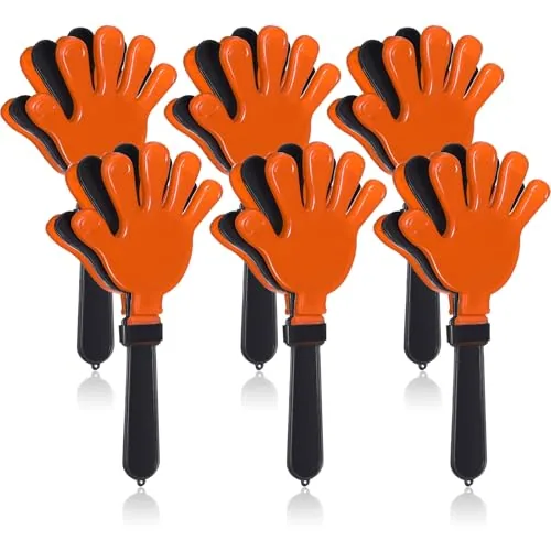 6 Piece Hand Clappers 7.5 Inch Noise Makers Party Favors Plastic, Orange, product photograph