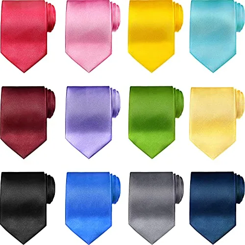 12 Piece Solid Satin Ties, product photograph