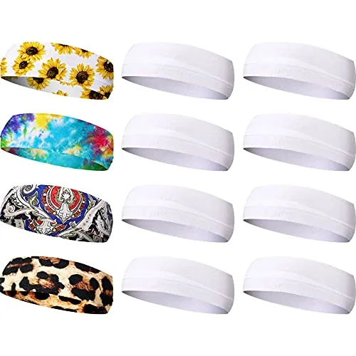 18 Piece Sublimation Headband Blank Tie Dye Headband Heat Transfer, White, product photograph
