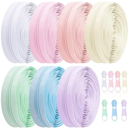7 Piece 35 Yards 7 Pcs Sewing Zippers #5 Nylon Assorted Coil, product photograph