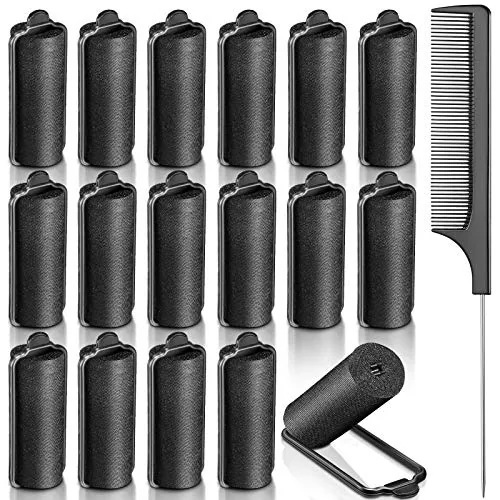 18 Piece Satin Rollers, Black, product photograph