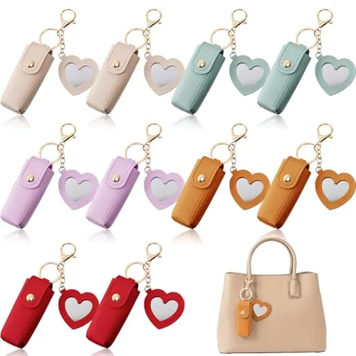 10 Piece Lipstick Holder Keychain Gift PU Portable Holder Gift, product photograph