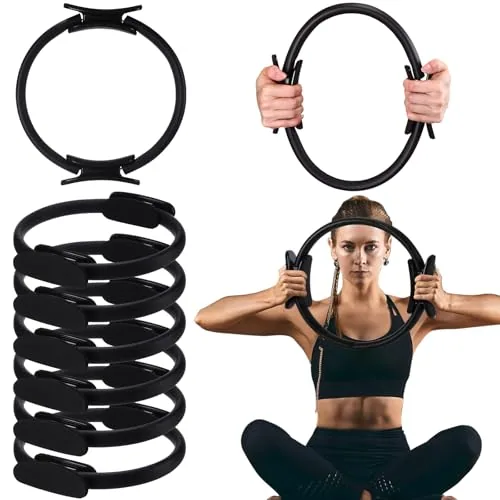 6 Piece Pilates Ring 11.81 Inch Pilates Circle Yoga Ring Magic, Black, product photograph