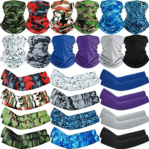 12 Piece UV Protection Face Covering Neck Gaiter Scarf and Ice, Multicolour, product photograph