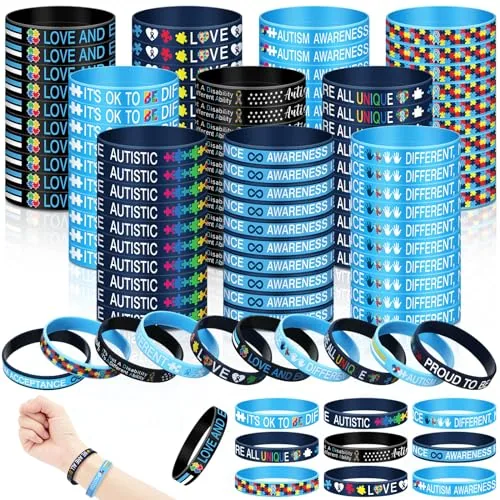 200 Piece Autism Awareness Bracelet Inspirational Autism Silicone, product photograph