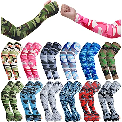 12 Pairs Cooling Arm Sleeves UV Protection Sun Sleeves, Multicolour, product photograph