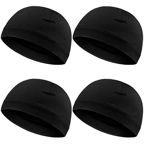 4 Piece Cotton Skull Caps, Black, product photograph