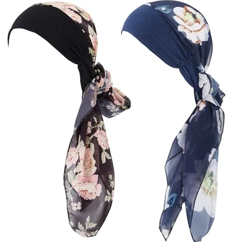 2 Piece Chemo Headwear, Black, product photograph