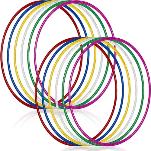 12 Piece Glitter Plastic Exercise Hoop Fitness Hoop Adults, Blue, product photograph
