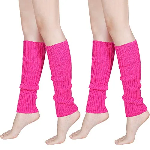 80s Women Knit Leg Warmers Ribbed Leg Warmers, Pink, product photograph