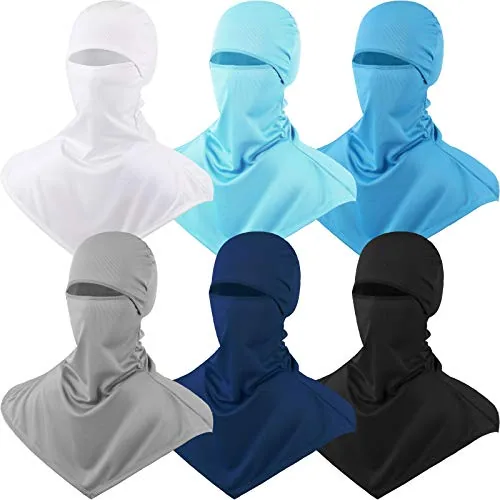 6 Piece Balaclava Face Cover Breathable Long Neck Covers Summer, White, product photograph