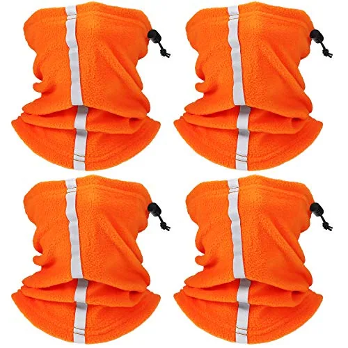4 Piece Neck Gaiter Mask Visibility Reflective Safety Neck Warmer, Orange, product photograph