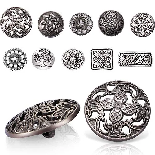 100 Piece Vintage Metal Buttons, Multicolour, product photograph