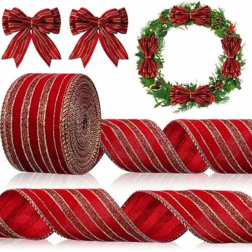 Christmas Wired Velvet Ribbon, product photograph