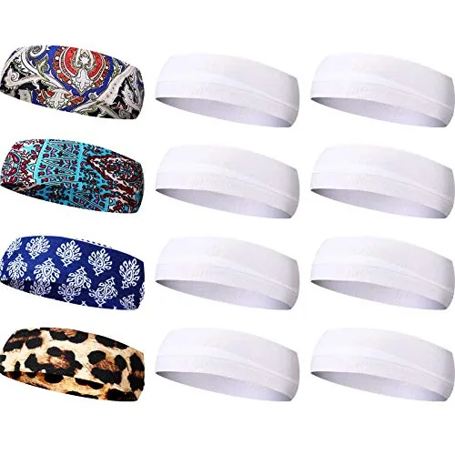 6 Piece Sublimation Headband Blank Tie Dye Headband Heat Transfer, White, product photograph