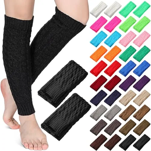 20 Pairs Women Knit Leg Warmers Bulk Thermal Acrylic, Multicolour, product photograph