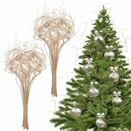 60 Stem Champagne Gold Christmas Curly Ting Ting Branches, product photograph